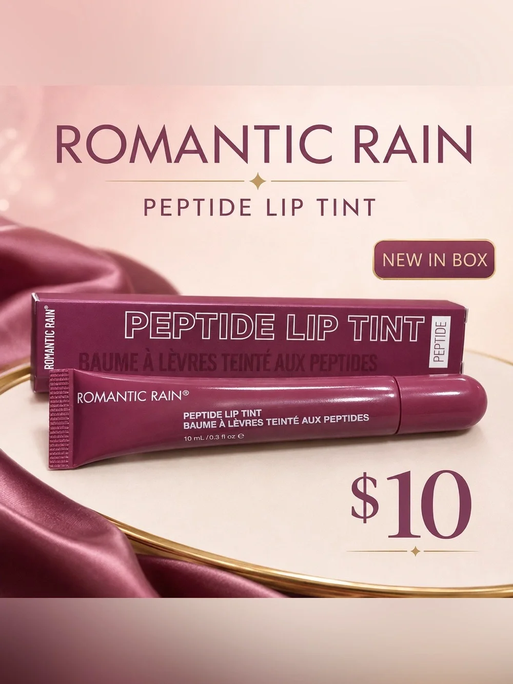 Romantic Rain Peptide Lip Tint - Plum Pink Shade 6 NIB